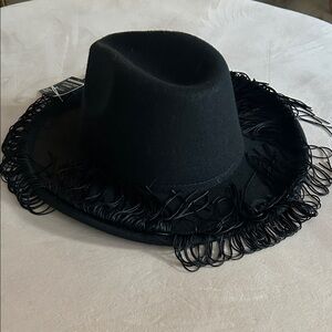 NWT Fringe Cowboy Cowgirl Black Hat